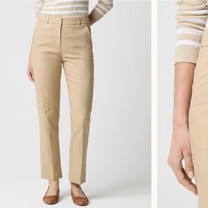 J. Crew Kallie stretch linen-blend straight-leg pant cashew tan pants
